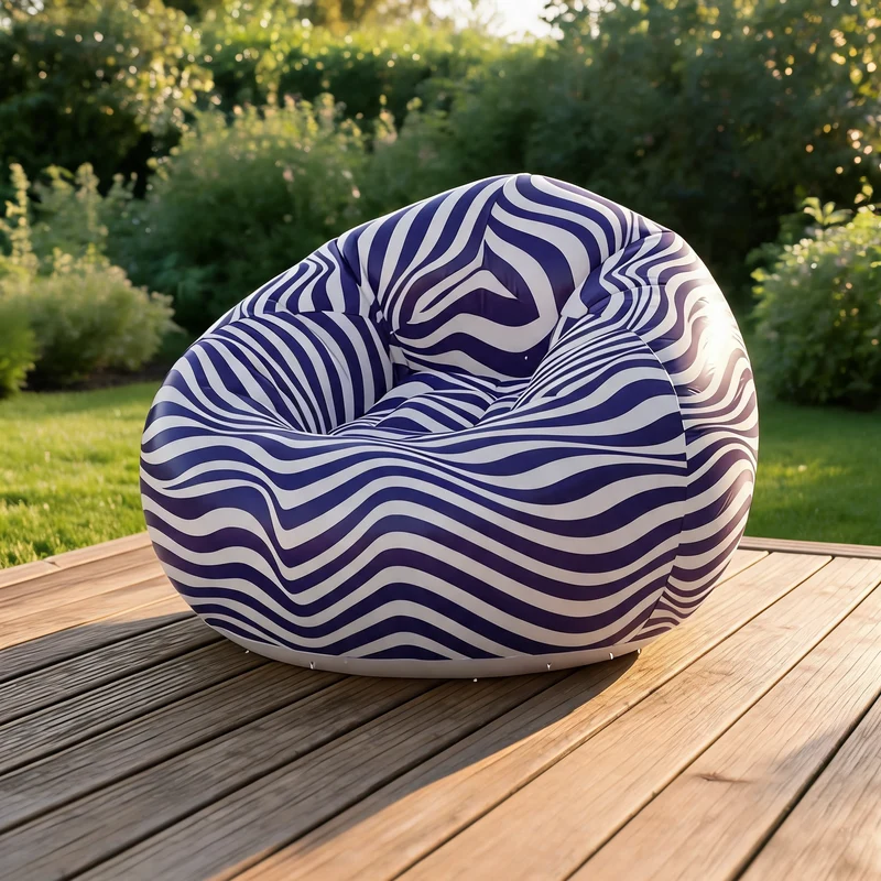 Pouf Extérieur Piscine Gonflable Rayé Violet – L'Éclat