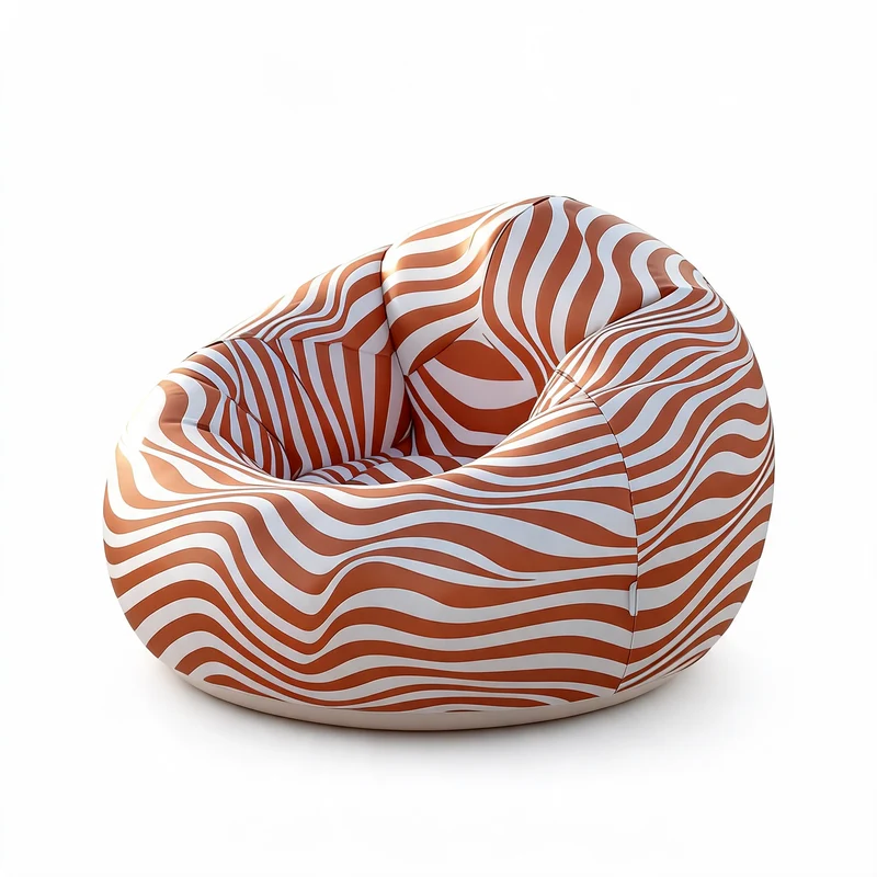 Pouf Gonflable Rayé Orange – L'Éclat