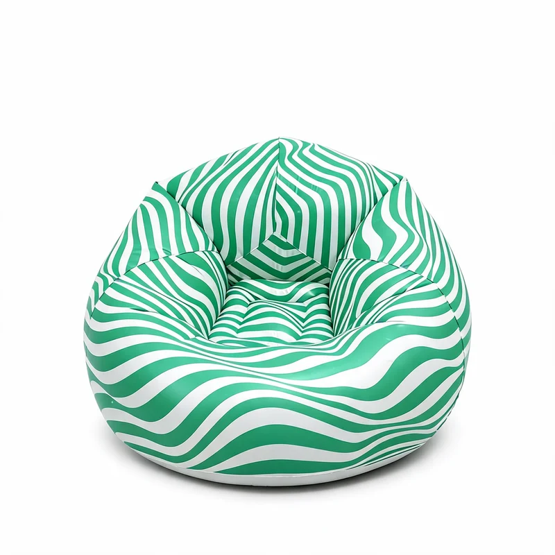 Pouf Gonflable Jardin Rayé Vert – L'Éclat
