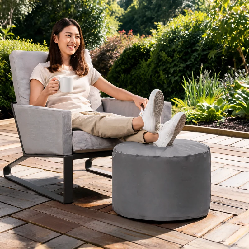 Pouf Repose Pied Extérieur Gris – Le Nomad