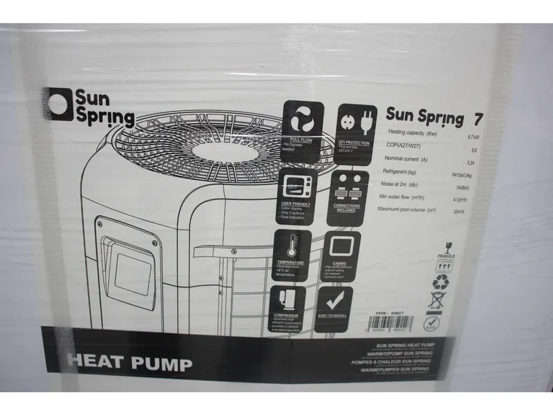 Pompe à chaleur piscine hors-sol Sun Spring 7kW - haute performance - chauffage rapide