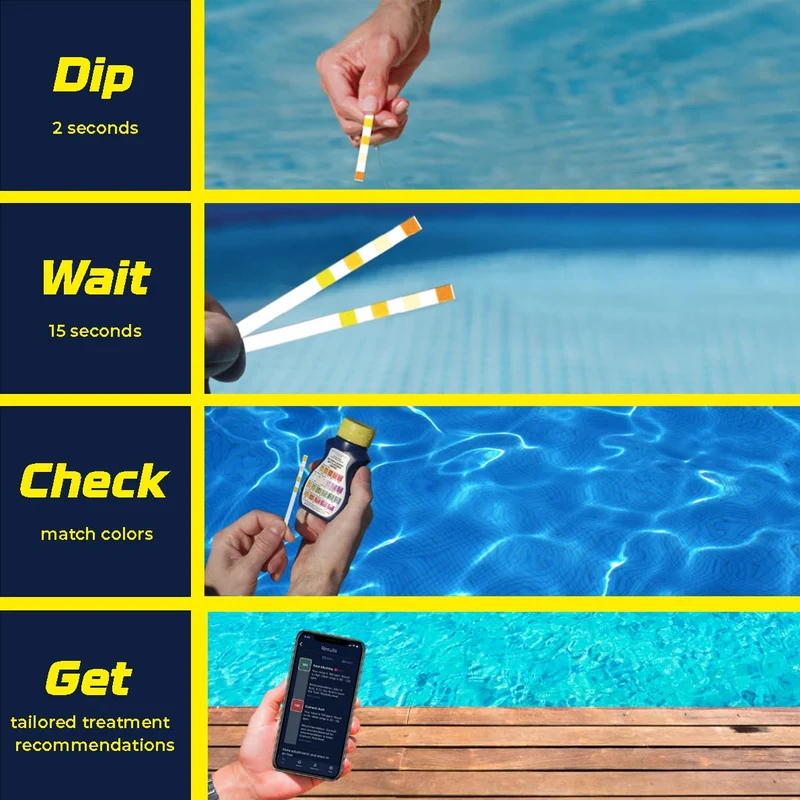 Test piscine AquaCheck Jaune (4 valeurs) - analyse rapide et facile d'utilisation