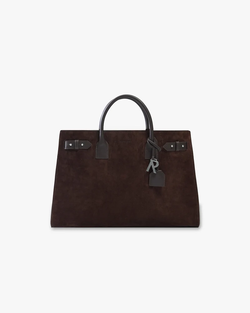 Suede Leather Tote Bag - Brown