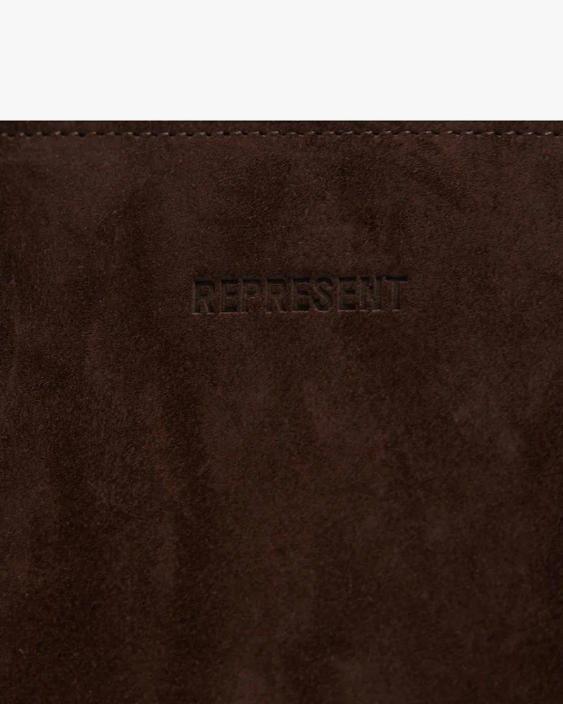 Suede Leather Tote Bag - Brown