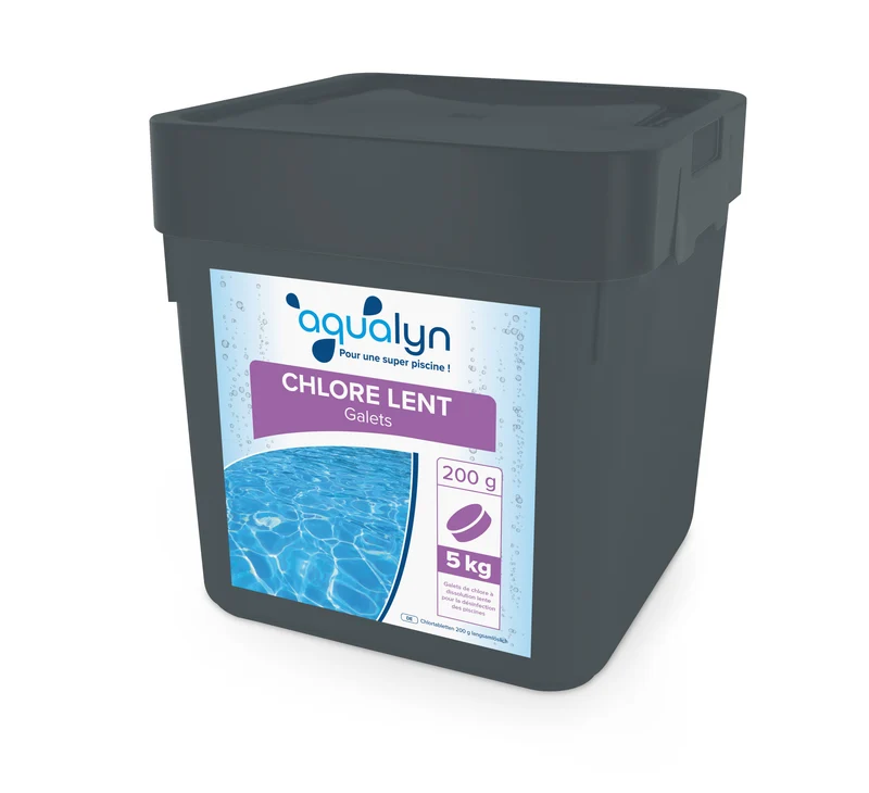 Chlore lent en galets 200 g seau 5 kg Aqualyn