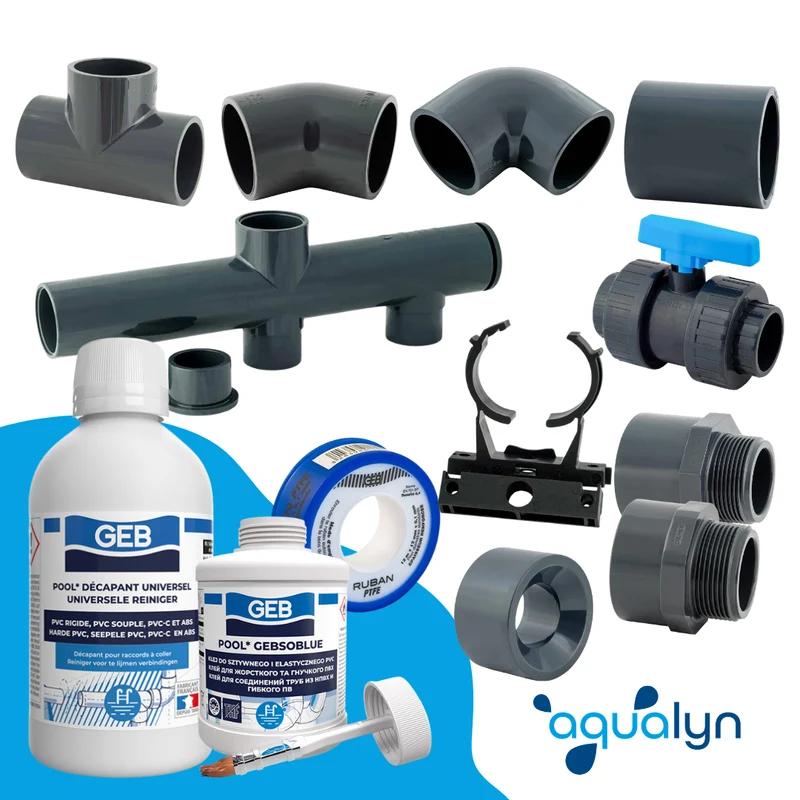 Kit de plomberie piscine Aqualyn - plusieurs options de diamètres et de contenus