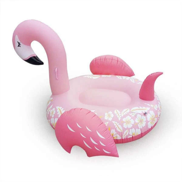Bouée Flamant Rose à Fleurs