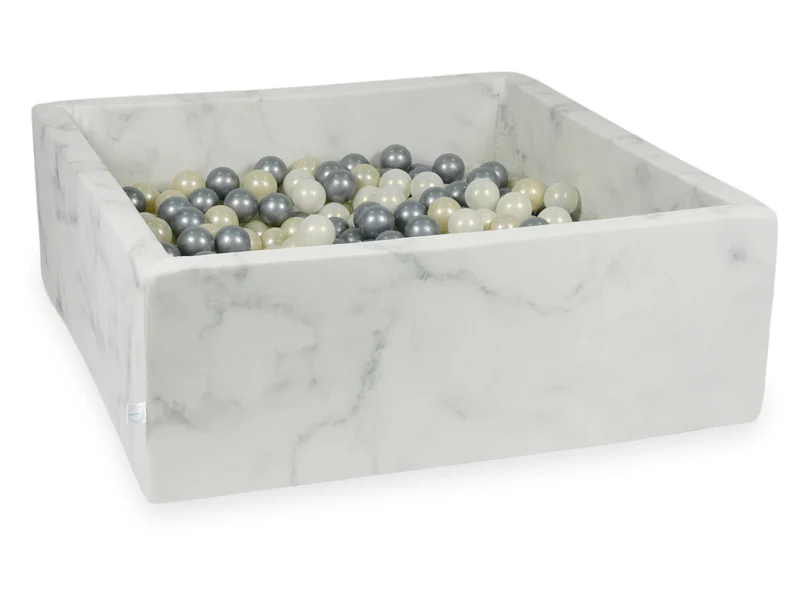 Piscine à balles carrée 110x110x40 cm en velours Marble, 600 balles