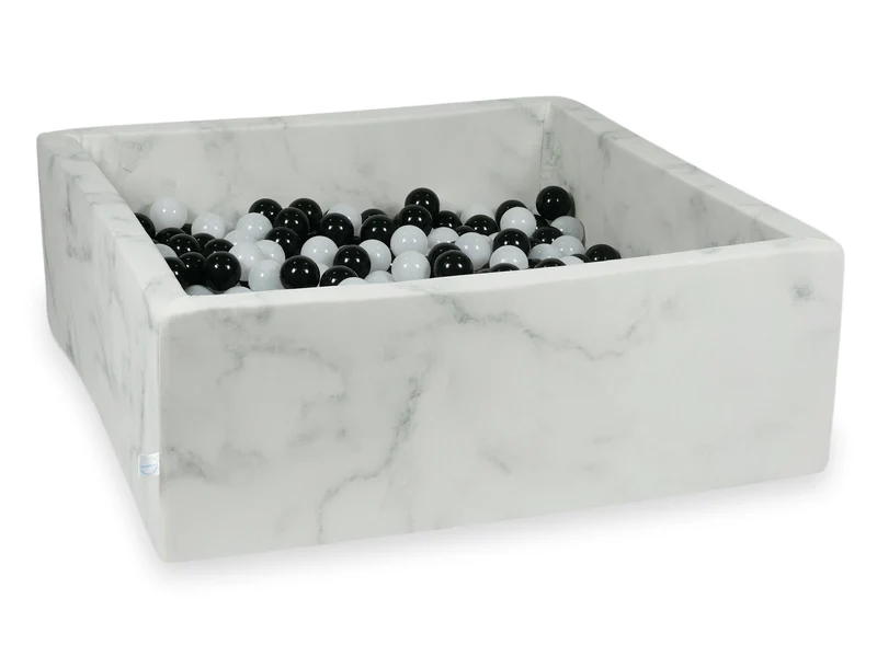 Piscine à balles carrée 110x110x40 cm en velours Marble, 600 balles