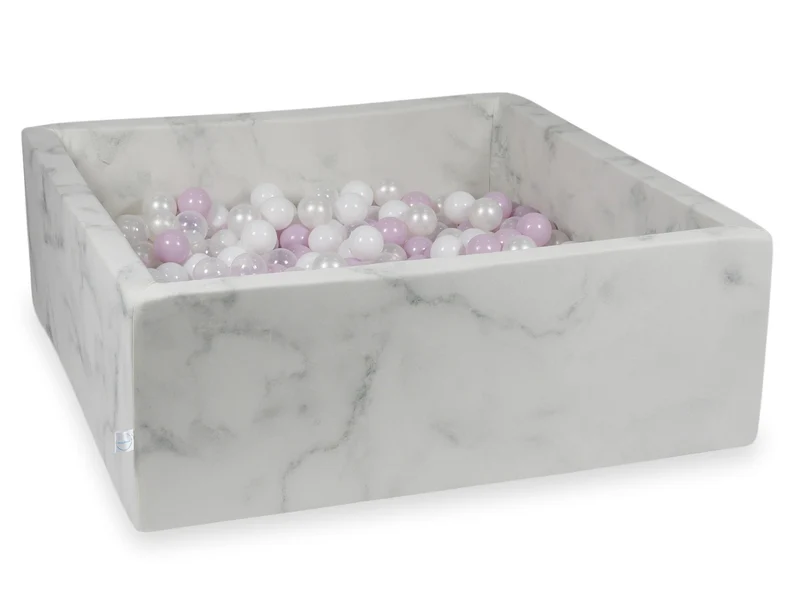 Piscine à balles carrée 110x110x40 cm en velours Marble, 600 balles