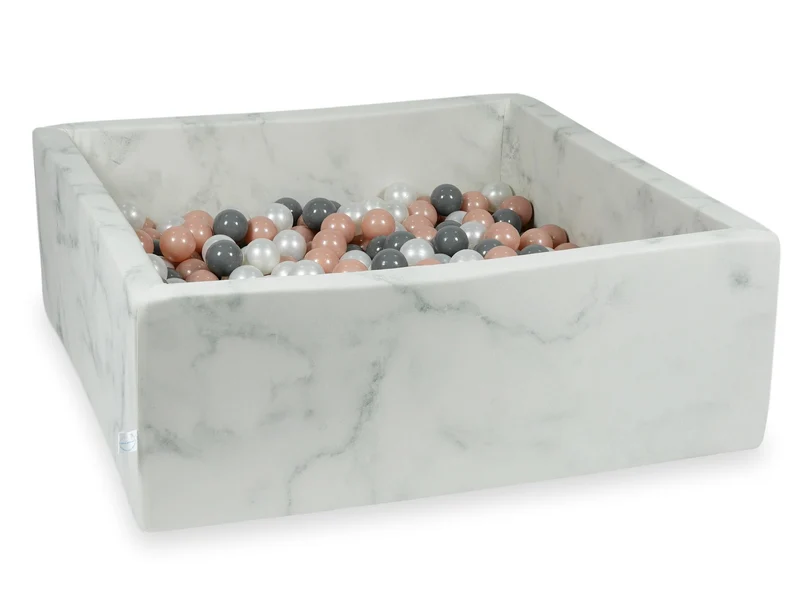 Piscine à balles carrée 110x110x40 cm en velours Marble, 600 balles