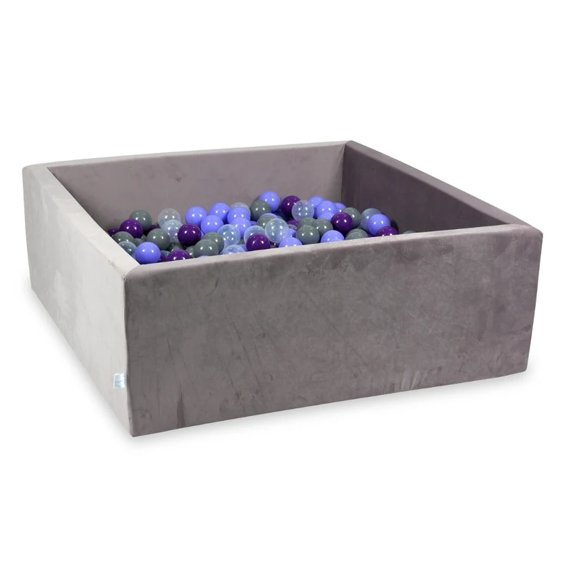 Piscine à balles carrée 110x110x40 cm en velours velvet Lilac, 600 balles