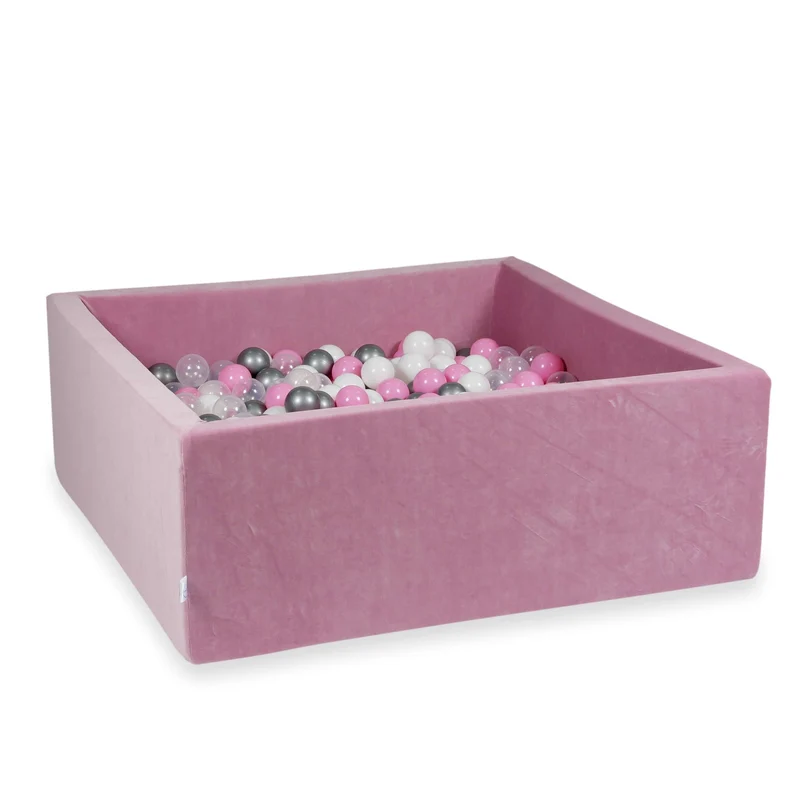Piscine à balles carrée 110x110x40 cm en velvet soft Rose, 600 balles