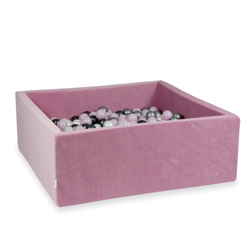 Piscine à balles carrée 110x110x40 cm en velvet soft Rose, 600 balles