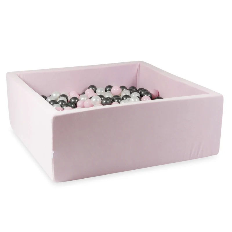 Piscine à balles carrée 110x110x40 cm en velvet soft Light Pink, 600 balles