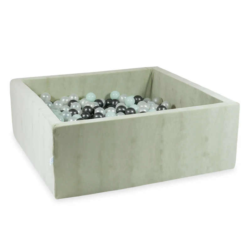 Piscine à balles carrée 110x110x40 cm en velvet soft Pistachio, 600 balles