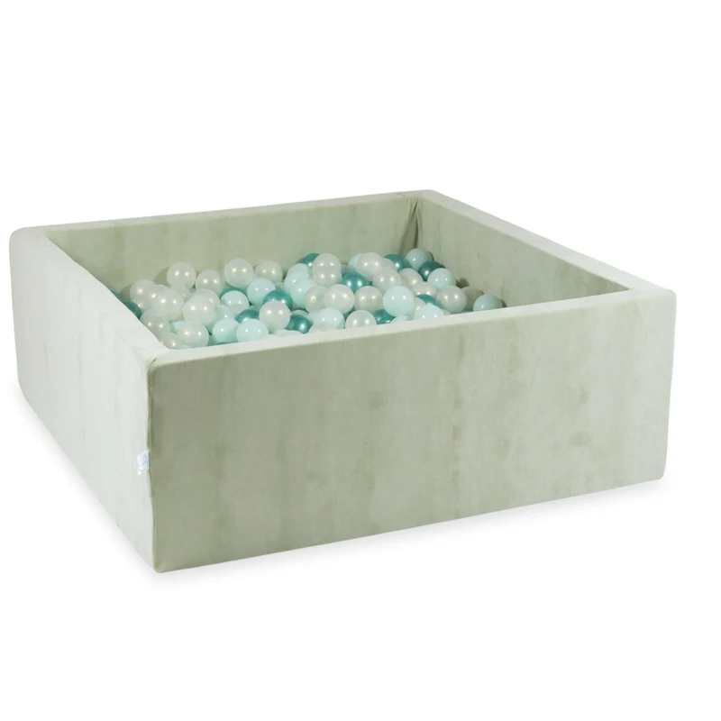 Piscine à balles carrée 110x110x40 cm en velvet soft Pistachio, 600 balles