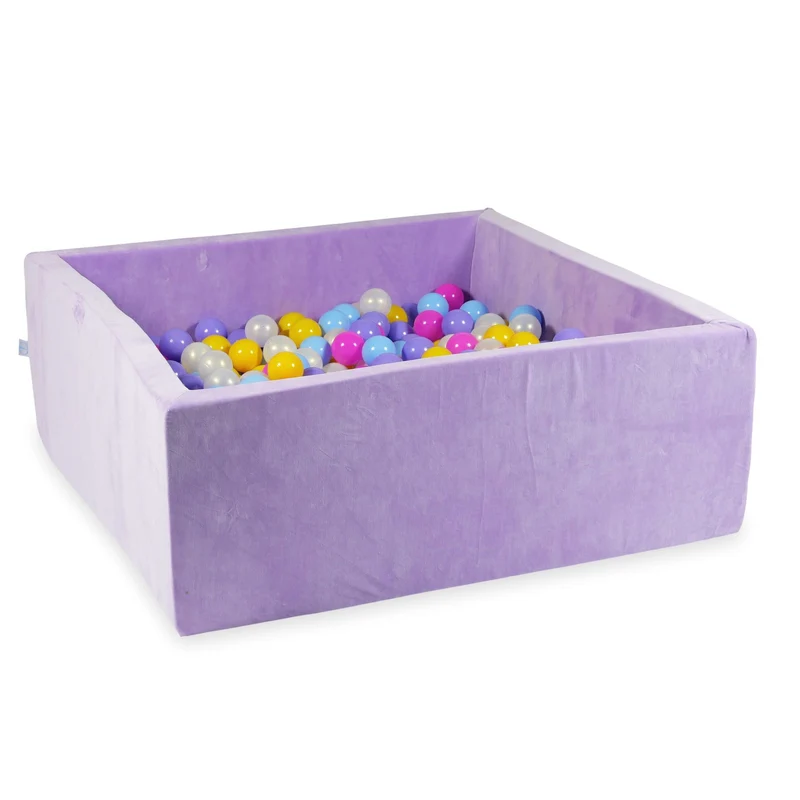 Piscine à balles carrée 110x110x40 cm en velvet soft Lilac, 600 balles