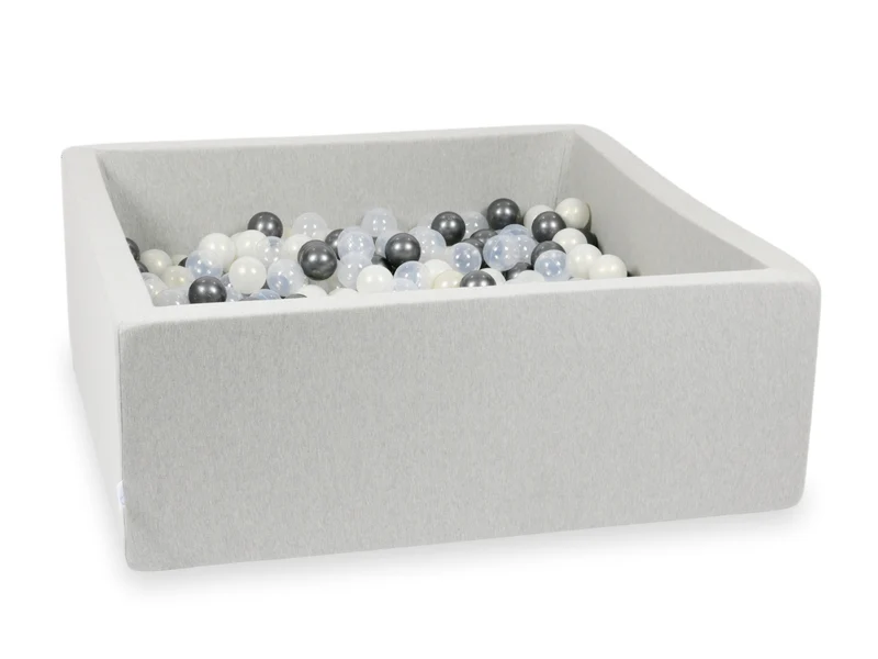 Piscine à balles carrée 110x110x40 cm en Gris clair, 600 balles