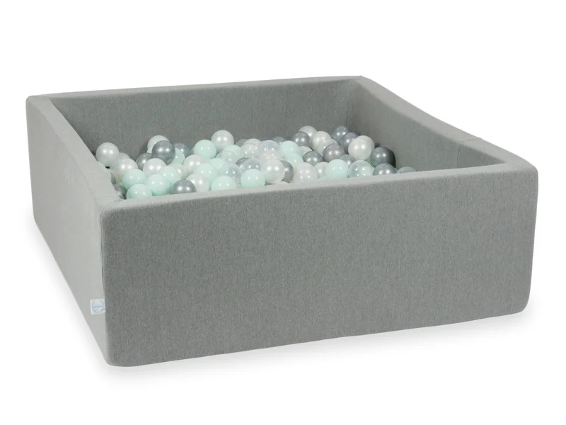 Piscine à balles carrée 110x110x40 cm en Gris, 600 balles