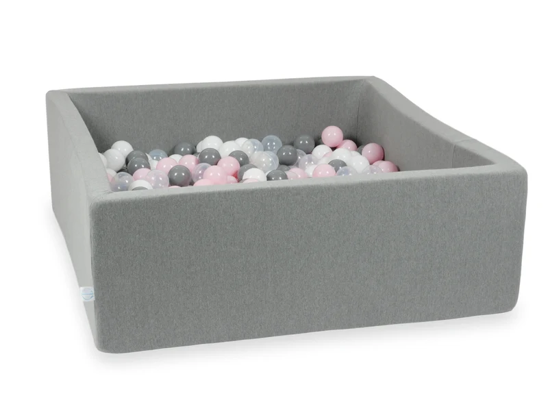 Piscine à balles carrée 110x110x40 cm en Gris, 600 balles