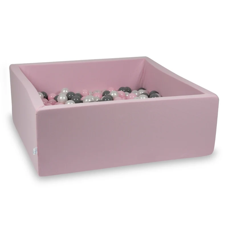 Piscine à balles carrée 110x110x40 cm en Rose poudré, 600 balles