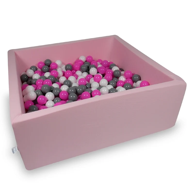 Piscine à balles carrée 110x110x40 cm en Rose poudré, 600 balles