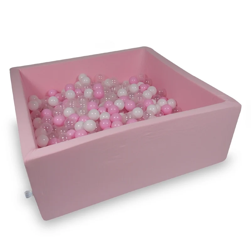 Piscine à balles carrée 110x110x40 cm en Rose poudré, 600 balles