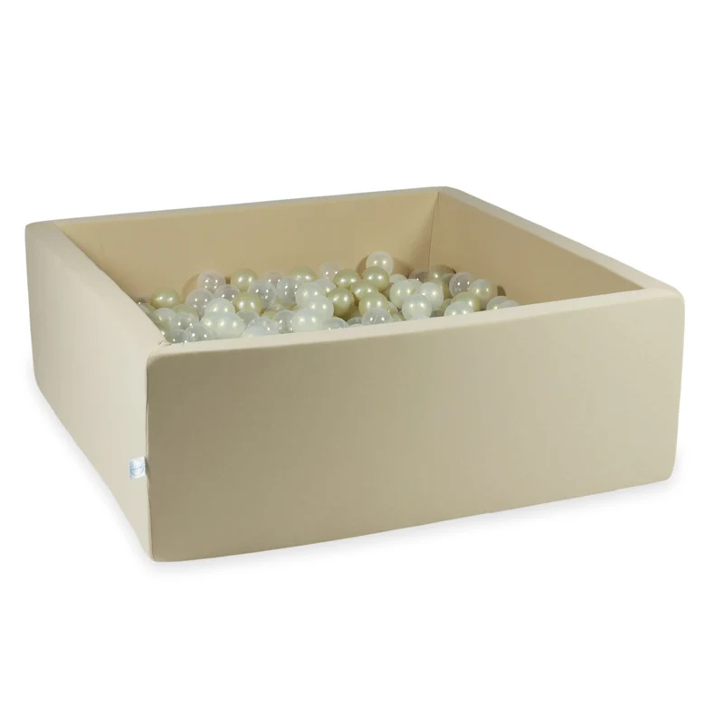Piscine à balles carrée 110x110x40 cm en Beige, 600 balles
