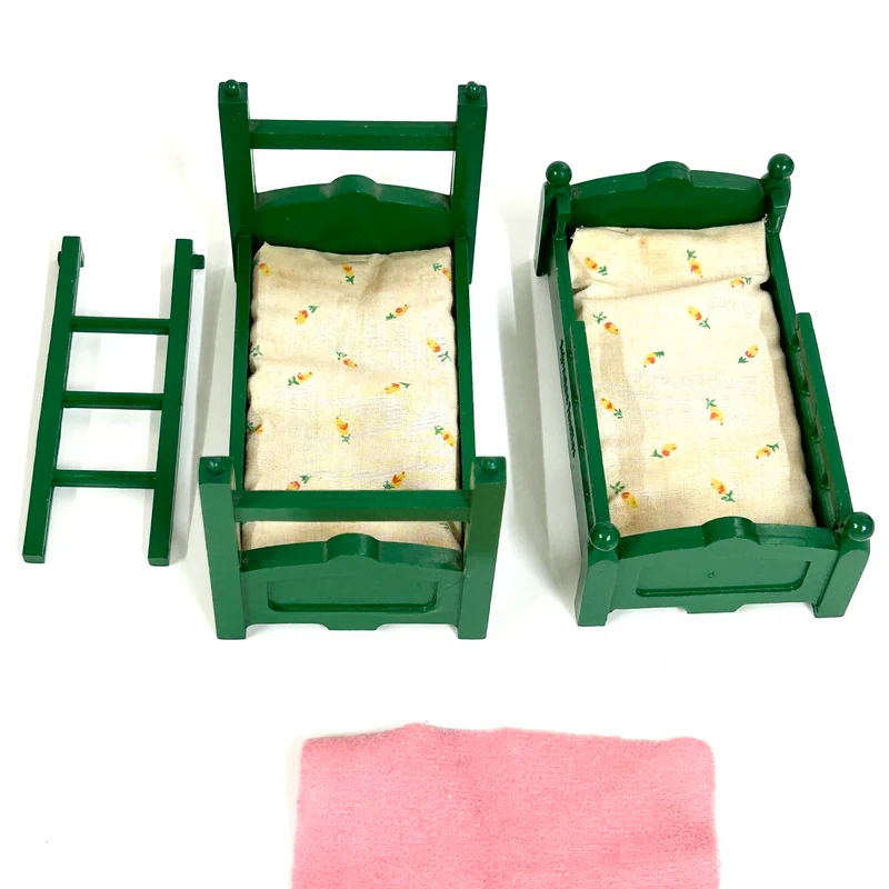 [used] Vintage Green Bunk Bed Set 1987 Sylvanian Families Calico Critters