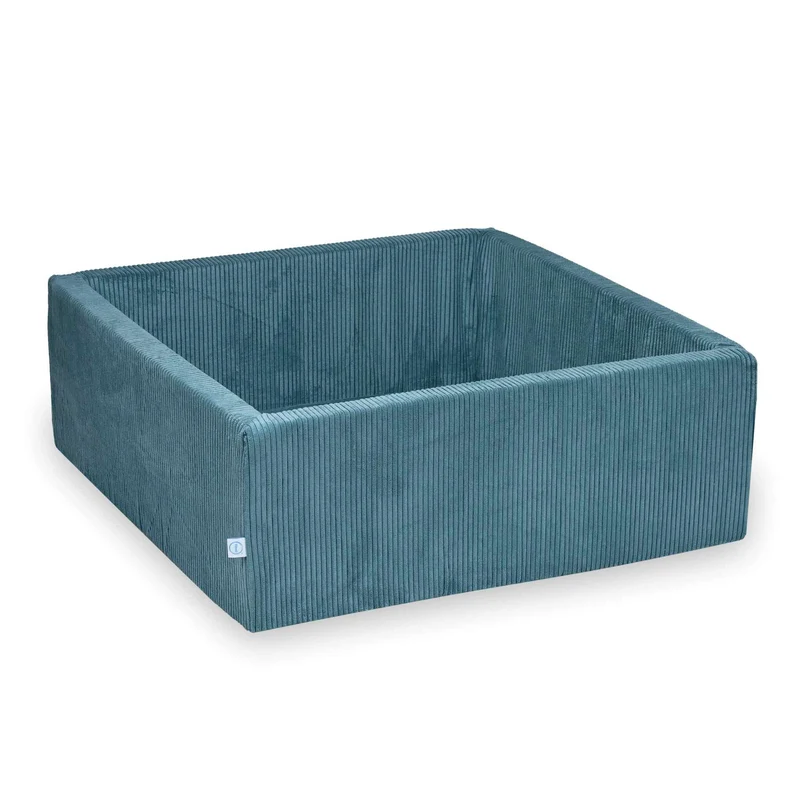 Piscine à balles carrée 110x110x40 cm velours côtelé bleu sans balles