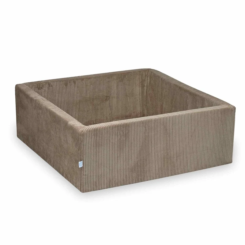 Piscine à balles carrée 110x110x40 cm velours côtelé toffee sans balles