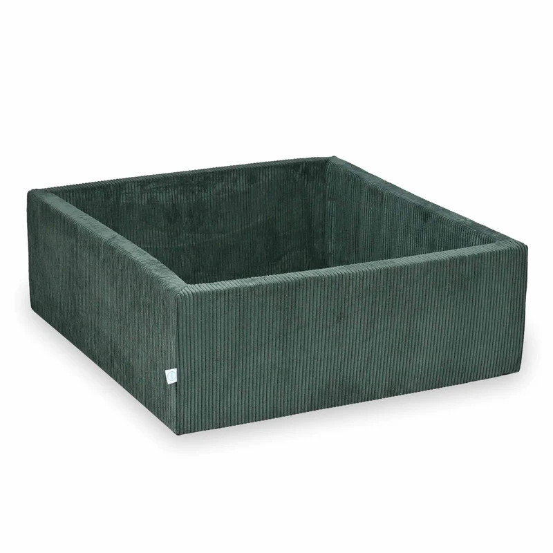 Piscine à balles carrée 110x110x40 cm velours côtelé vert sans balles