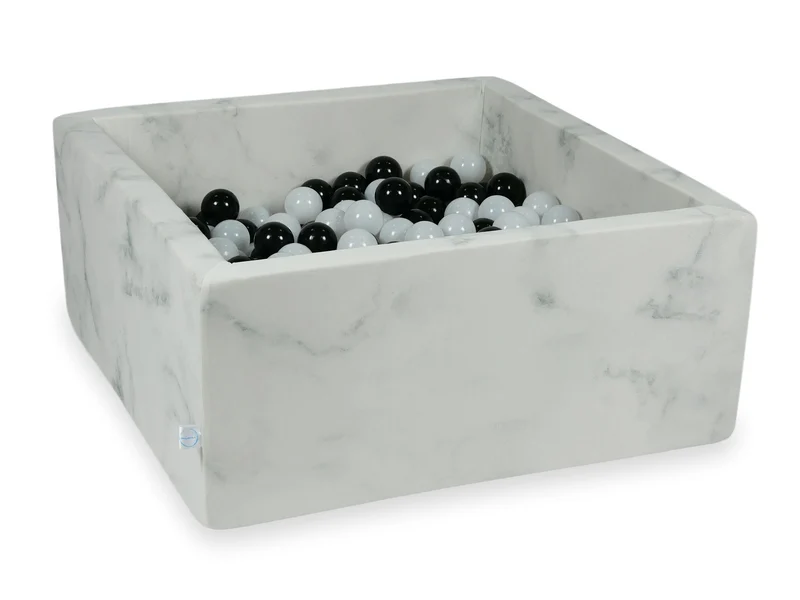 Piscine à balles carrée 90x90x40 cm en velours Marble, 400 balles