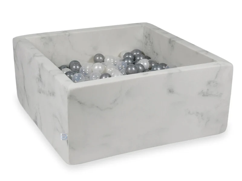 Piscine à balles carrée 90x90x40 cm en velours Marble, 400 balles