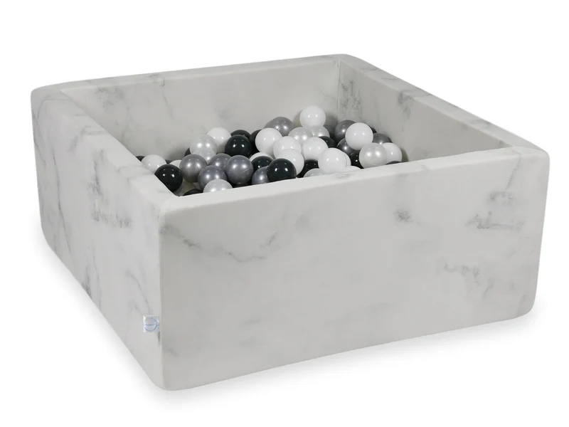 Piscine à balles carrée 90x90x40 cm en velours Marble, 400 balles
