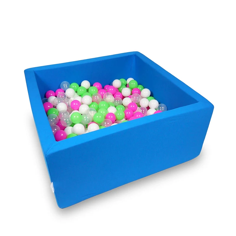 Piscine à balles carrée 90x90x40 cm en Bleu, 400 balles