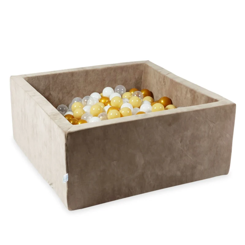 Piscine à balles carrée 90x90x40 cm en velvet soft Brown, 400 balles