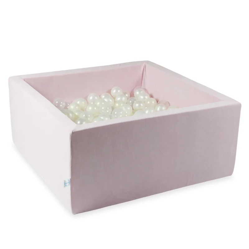 Piscine à balles carrée 90x90x40 cm en velvet soft Light Pink, 400 balles