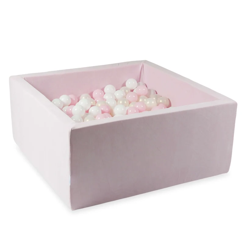Piscine à balles carrée 90x90x40 cm en velvet soft Light Pink, 400 balles