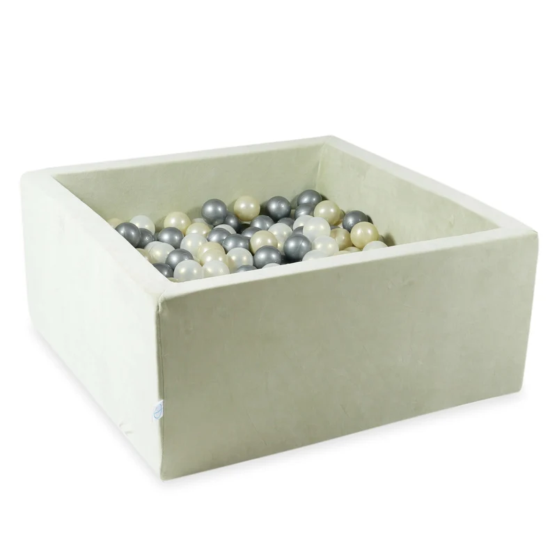 Piscine à balles carrée 90x90x40 cm en velvet soft Pistachio, 400 balles