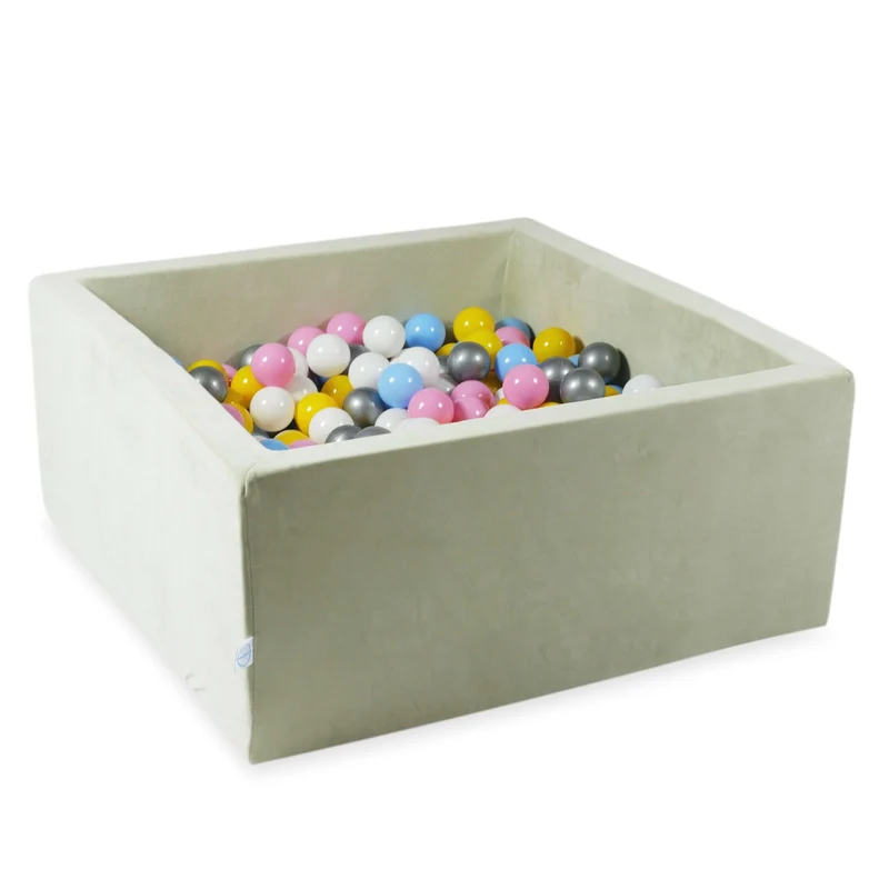 Piscine à balles carrée 90x90x40 cm en velvet soft Pistachio, 400 balles