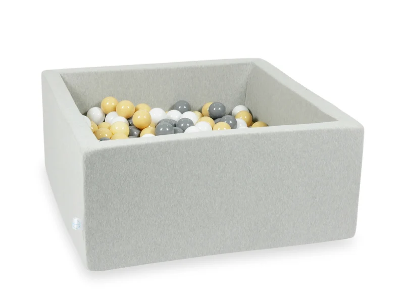 Piscine à balles carrée 90x90x40 cm en Gris clair, 400 balles