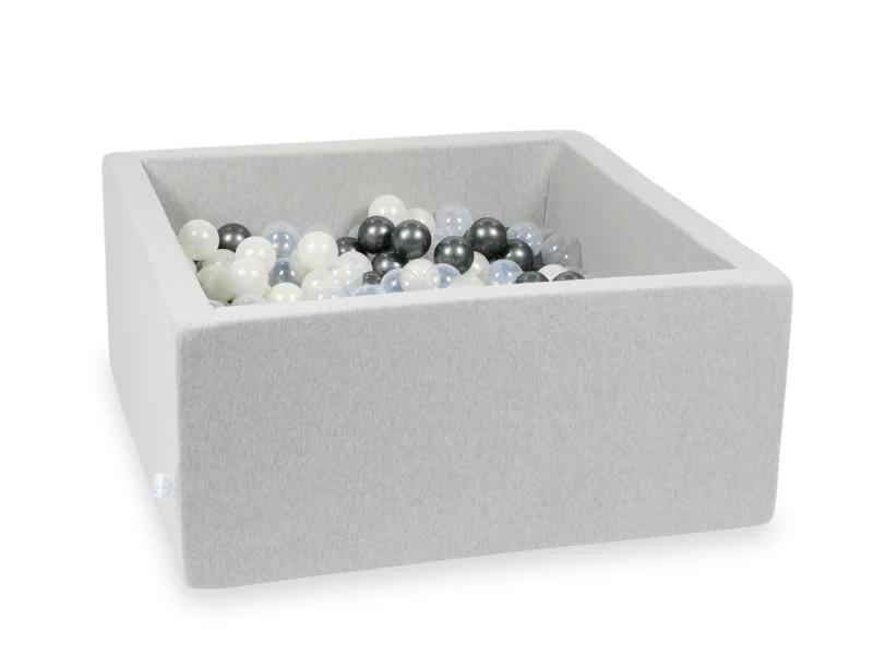 Piscine à balles carrée 90x90x40 cm en Gris clair, 400 balles