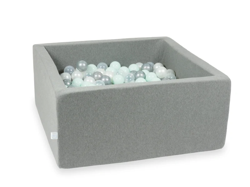 Piscine à balles carrée 90x90x40 cm en Gris, 400 balles