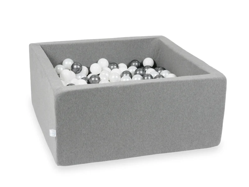 Piscine à balles carrée 90x90x40 cm en Gris, 400 balles