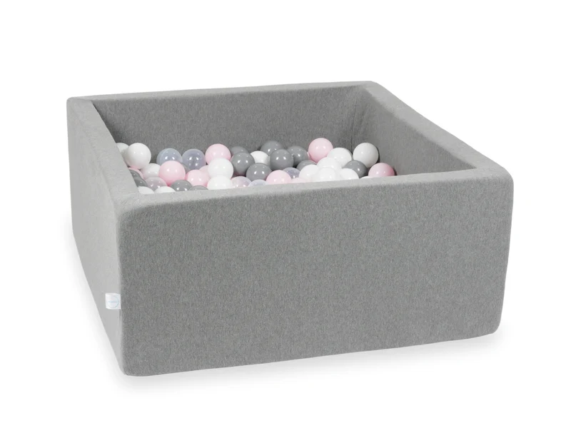 Piscine à balles carrée 90x90x40 cm en Gris, 400 balles