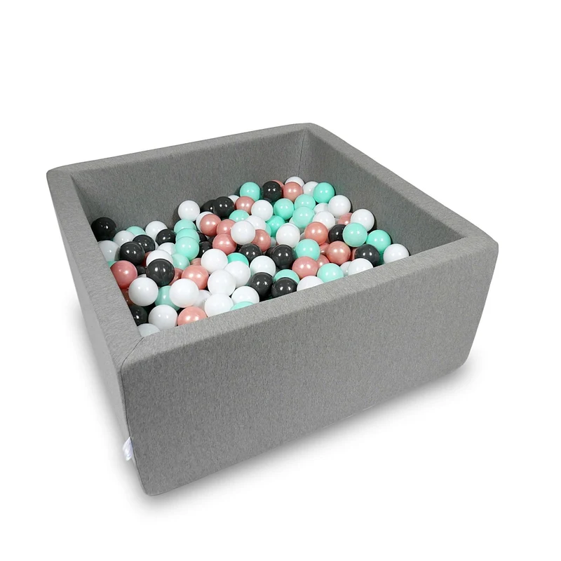 Piscine à balles carrée 90x90x40 cm en Gris, 400 balles