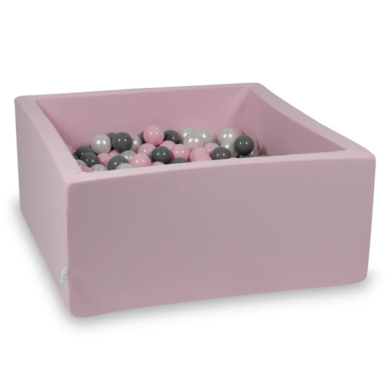 Piscine à balles carrée 90x90x40 cm en Rose poudré, 400 balles