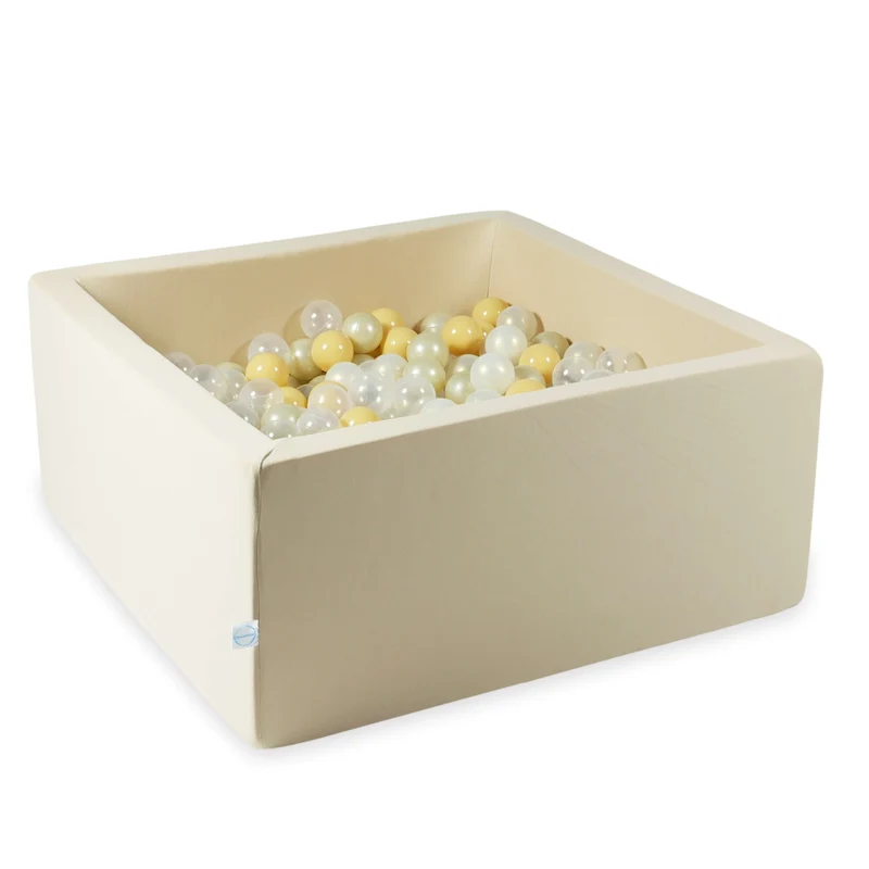 Piscine à balles carrée 90x90x40 cm en Beige, 400 balles